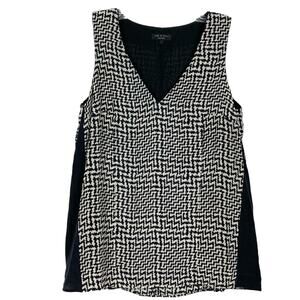 NWOT RAG & BONE Top S Silk Black White Abstract V Neck Sleeveless Lined